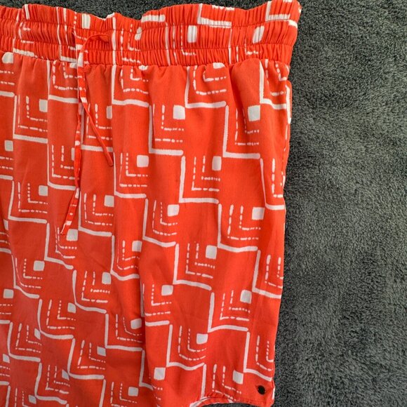 O’neill Women Orange White Skirt Asymmetric Small Drawstring Pull On Geometric - Picture 3 of 16
